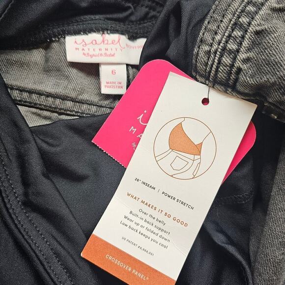 Isabel Maternity Jeans Womens Sz 6 Gray Boyfriend Power Stretch Crossover Panel - Picture 9 of 10